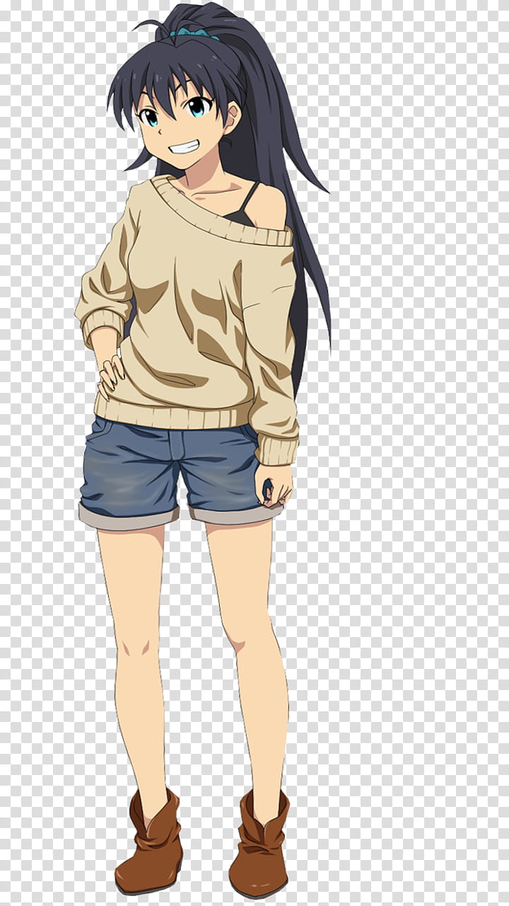 Hibiki Ganaha, black-haired female animated character transparent background PNG clipart