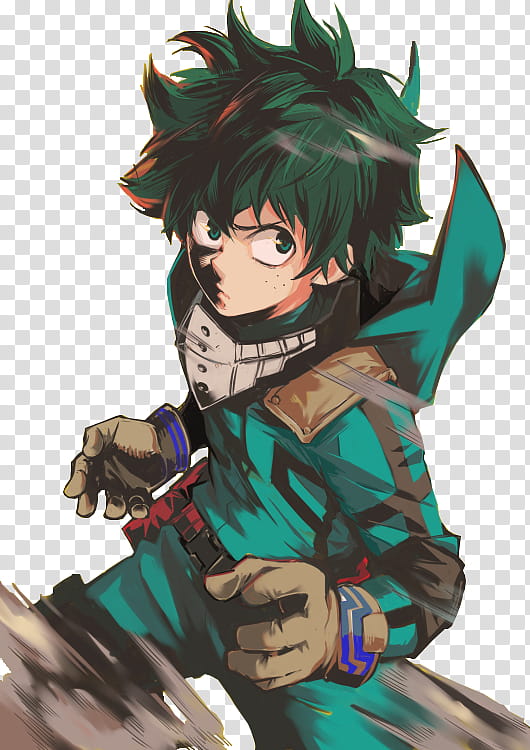 Midoriya Izuku Render, green haired boy character transparent background PNG clipart