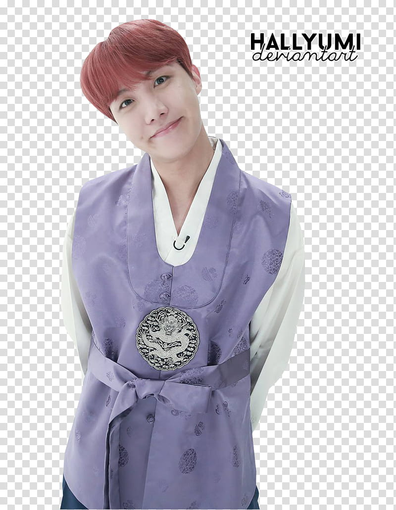 BTS, smiling man in purple and white robe transparent background PNG clipart