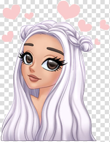 Arimojis part II elliexcutiepie, purple-haired female with hearts transparent background PNG clipart