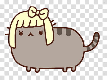Pusheen the cat, gray and yellow pusheen cat with hair illustration transparent background PNG clipart