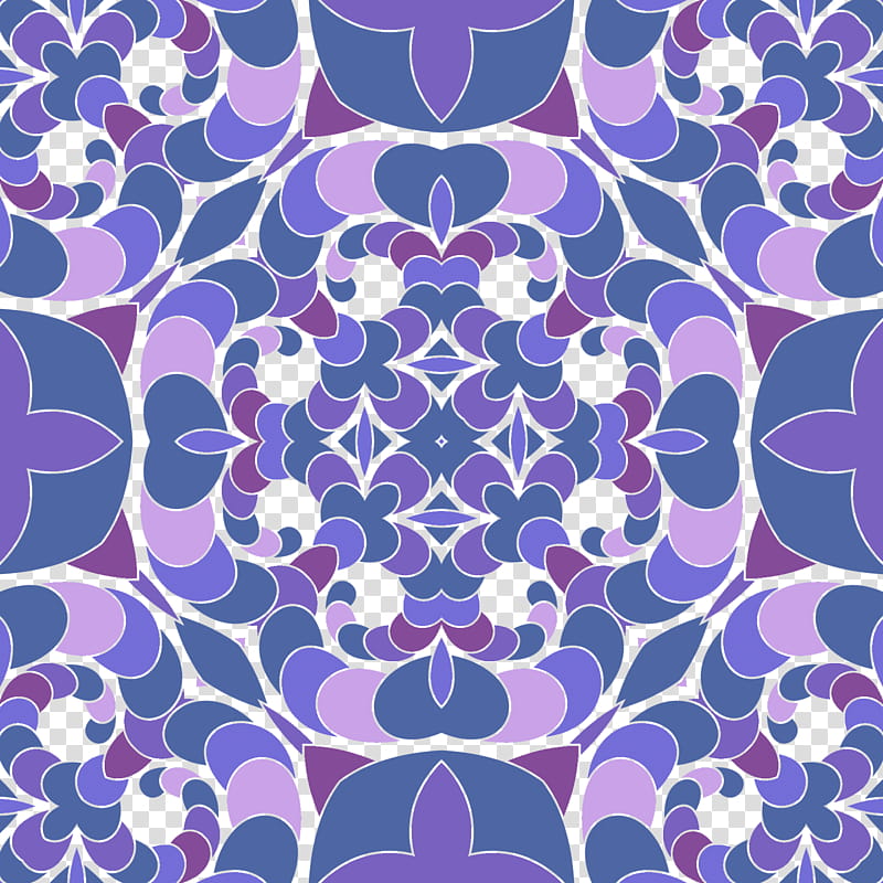 Kaleidoscope patterns seamless, blue, pink, and purple floral transparent background PNG clipart