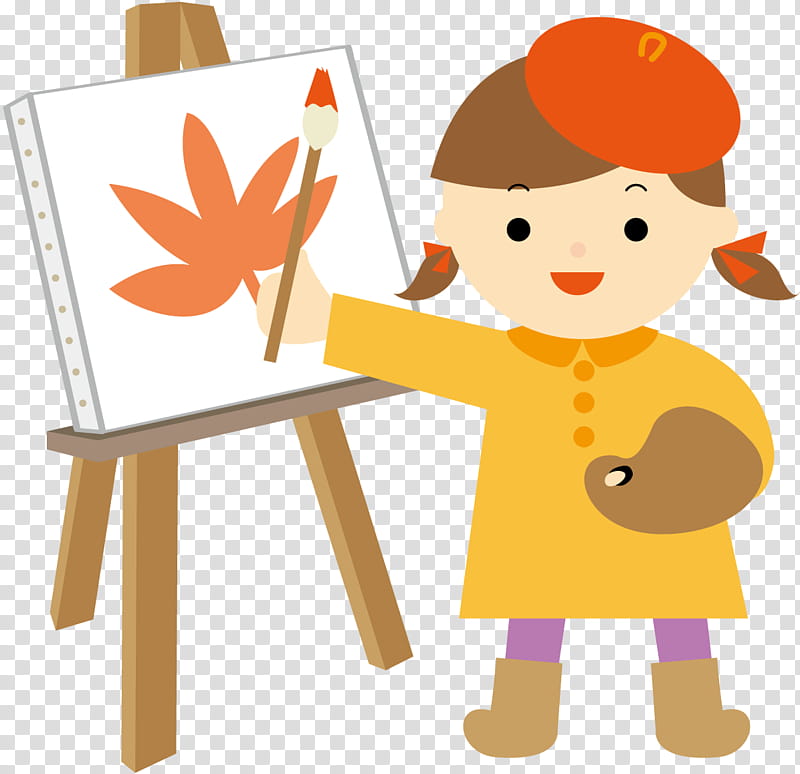 Easel, Painting, Painter, 2018, Canvas, Chigirie, Orange, Child transparent background PNG clipart
