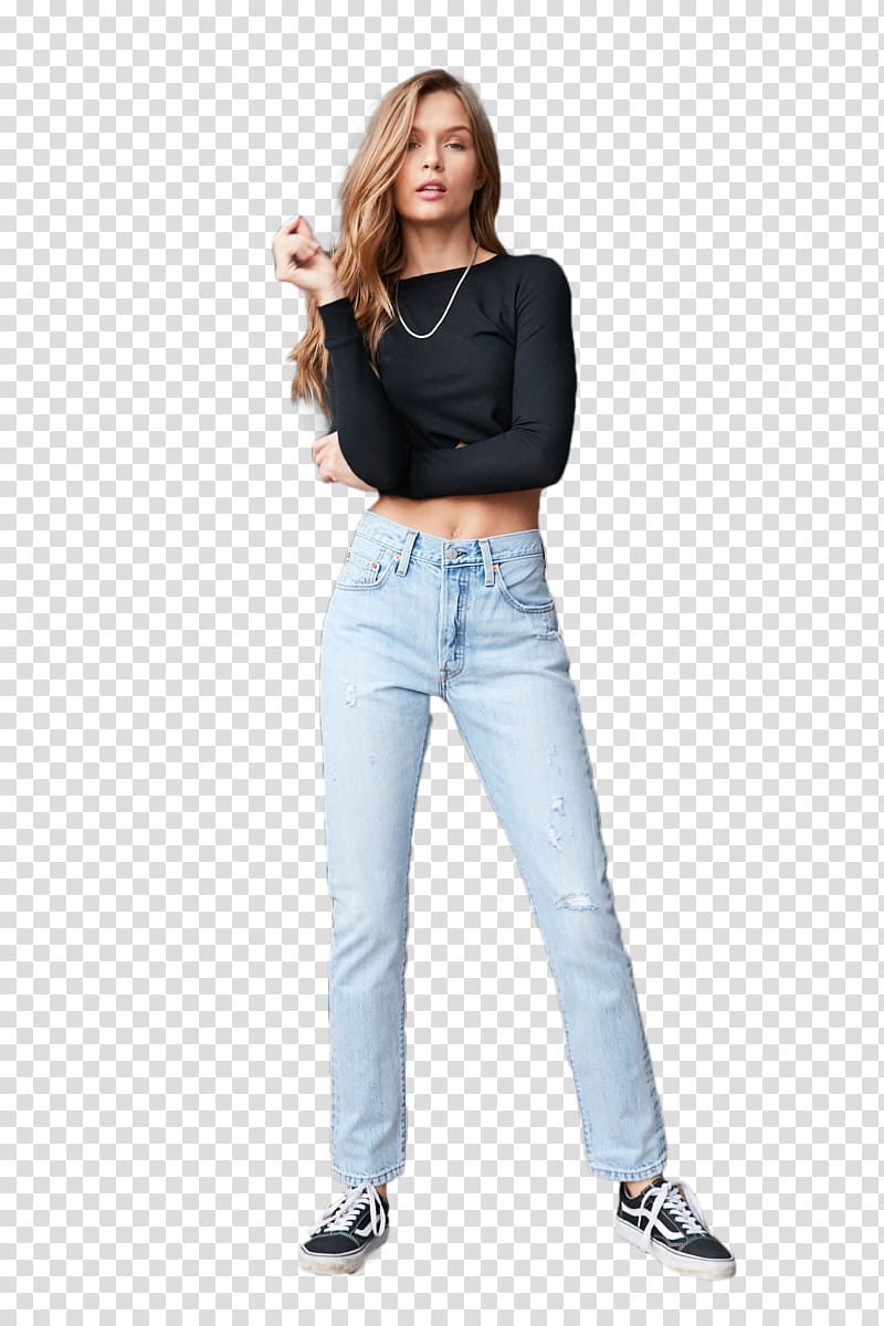 Josephine Skriver, woman wearing black long-sleeved top transparent background PNG clipart