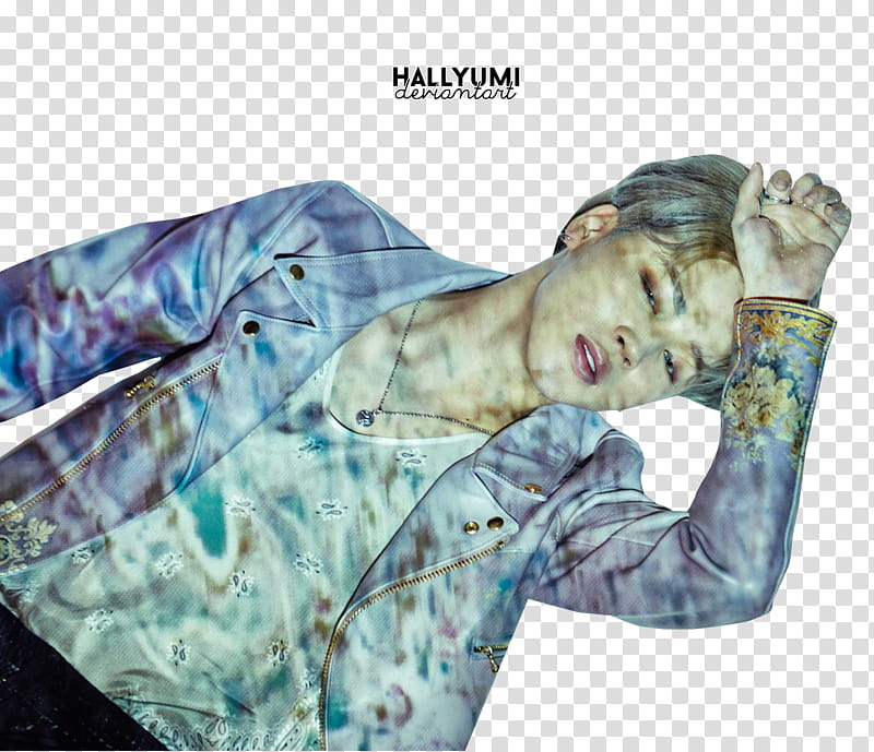 BTS WINGS N version, man wearing V-neck shirt and purple jacket transparent background PNG clipart