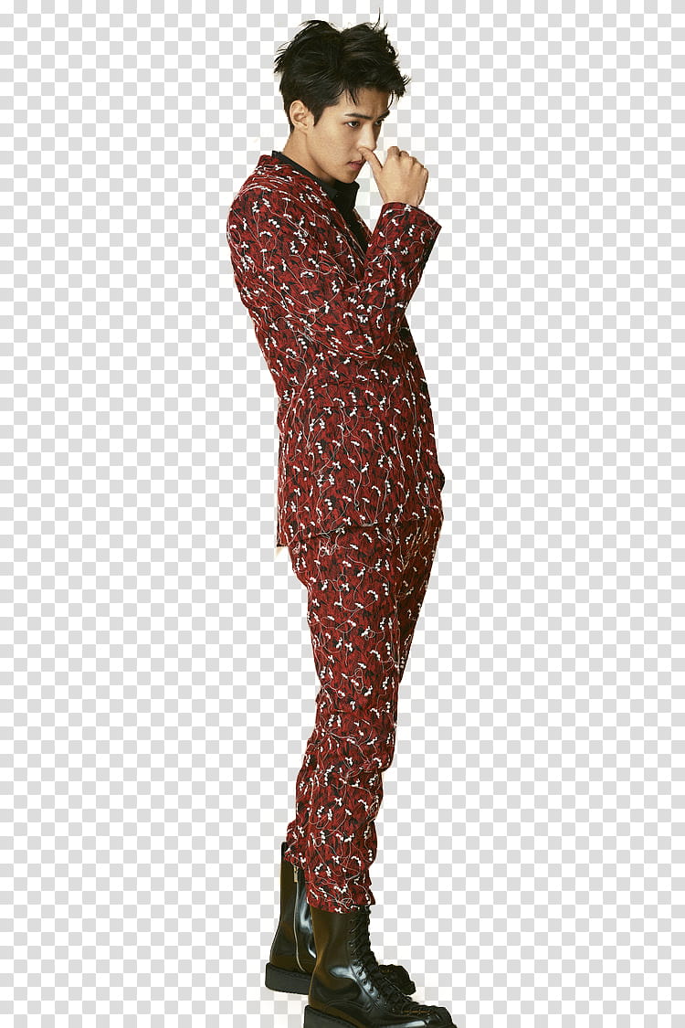 Sehun EXO L OPTIMUM , men's red formal suit transparent background PNG clipart