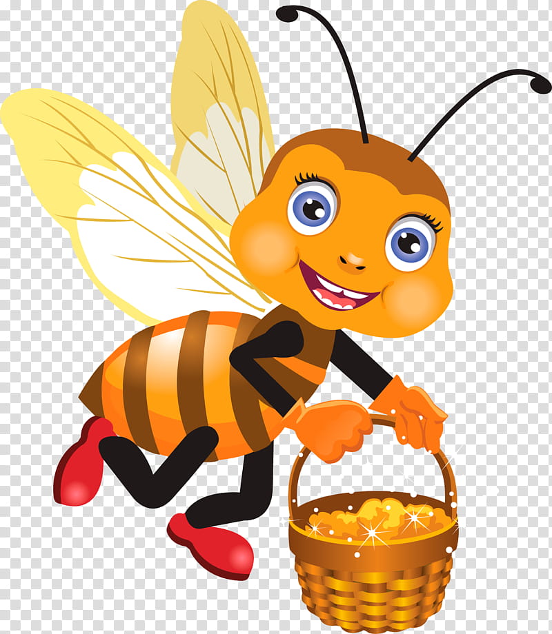 Orange, Honeybee, Cartoon, Insect, Membranewinged Insect, Pollinator, Bumblebee transparent background PNG clipart