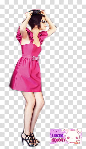 Famous People, woman wearing pink dress holding her head transparent background PNG clipart