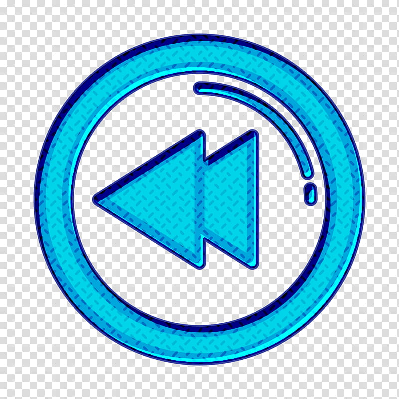 Back icon Movie Film icon Backward icon, Movie Film Icon, Aqua, Electric Blue, Line, Symbol, Circle transparent background PNG clipart