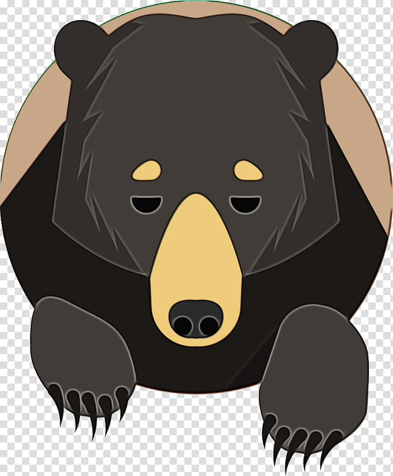 bear brown bear cartoon american black bear sun bear, Watercolor, Paint, Wet Ink, Grizzly Bear, Snout, Terrestrial Animal transparent background PNG clipart