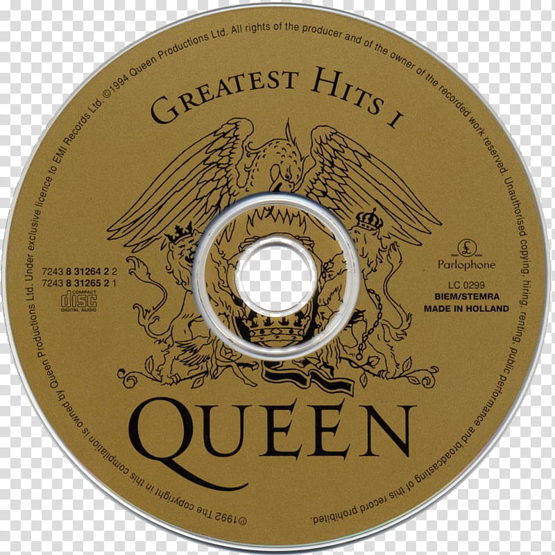 CD S, Greatest Hits I Queen vinyl record label transparent background PNG clipart