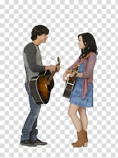 Jemi, standing man and woman holding guitar transparent background PNG clipart