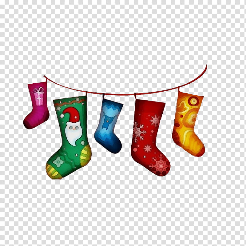 Christmas ing, Watercolor, Paint, Wet Ink, Christmas ing, Footwear, Sock, Christmas Decoration transparent background PNG clipart