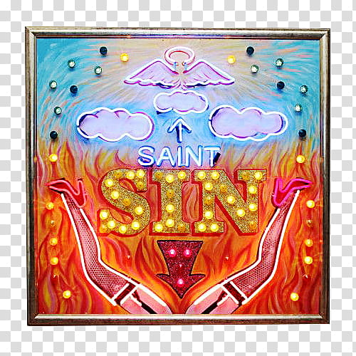 Neon Signs s, Saint and Sin digtal wallapper transparent background PNG clipart