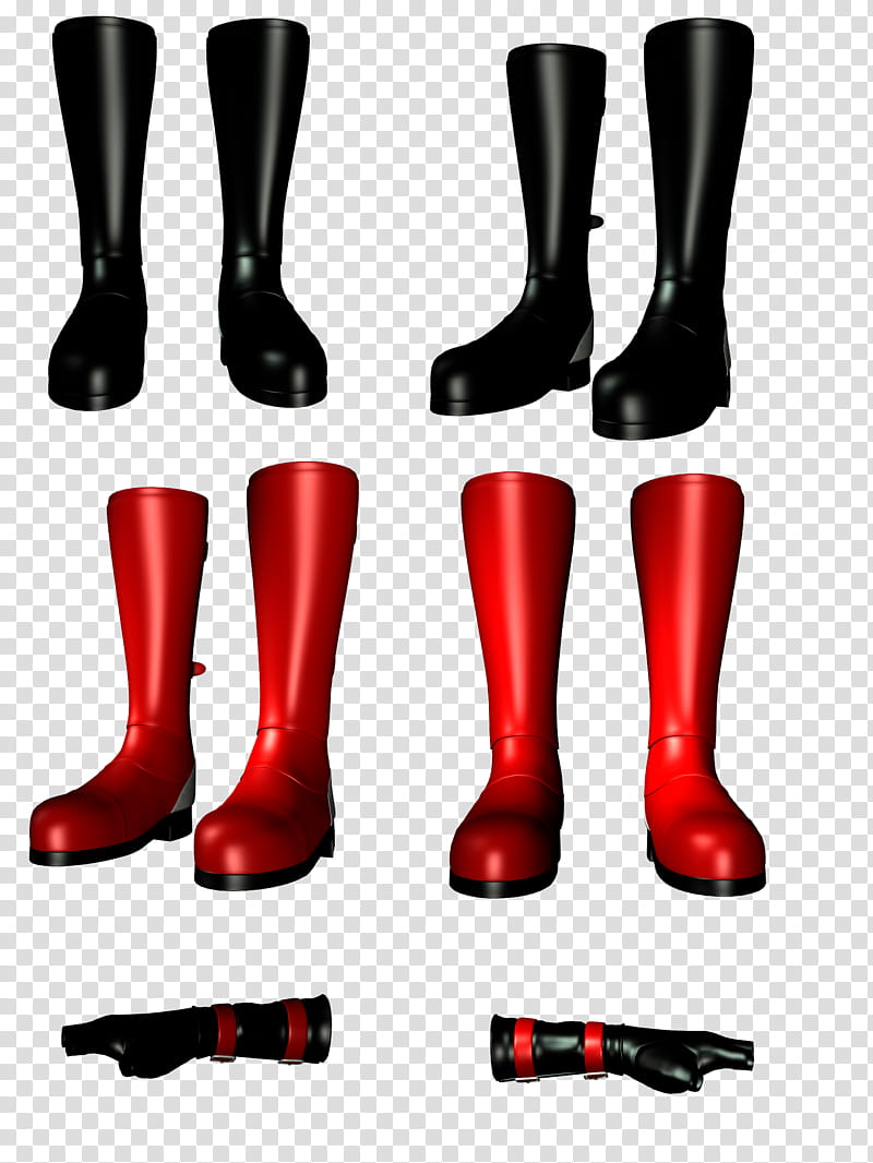 Boots and Gloves, four pairs of rain boots transparent background PNG clipart