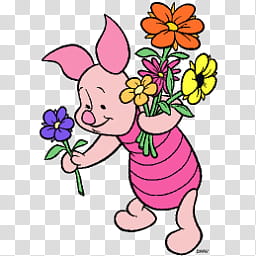 iconos y Pigglet, Pigglet By; MinnieKawaiiTutos (), Piglet holding flowers illustration transparent background PNG clipart