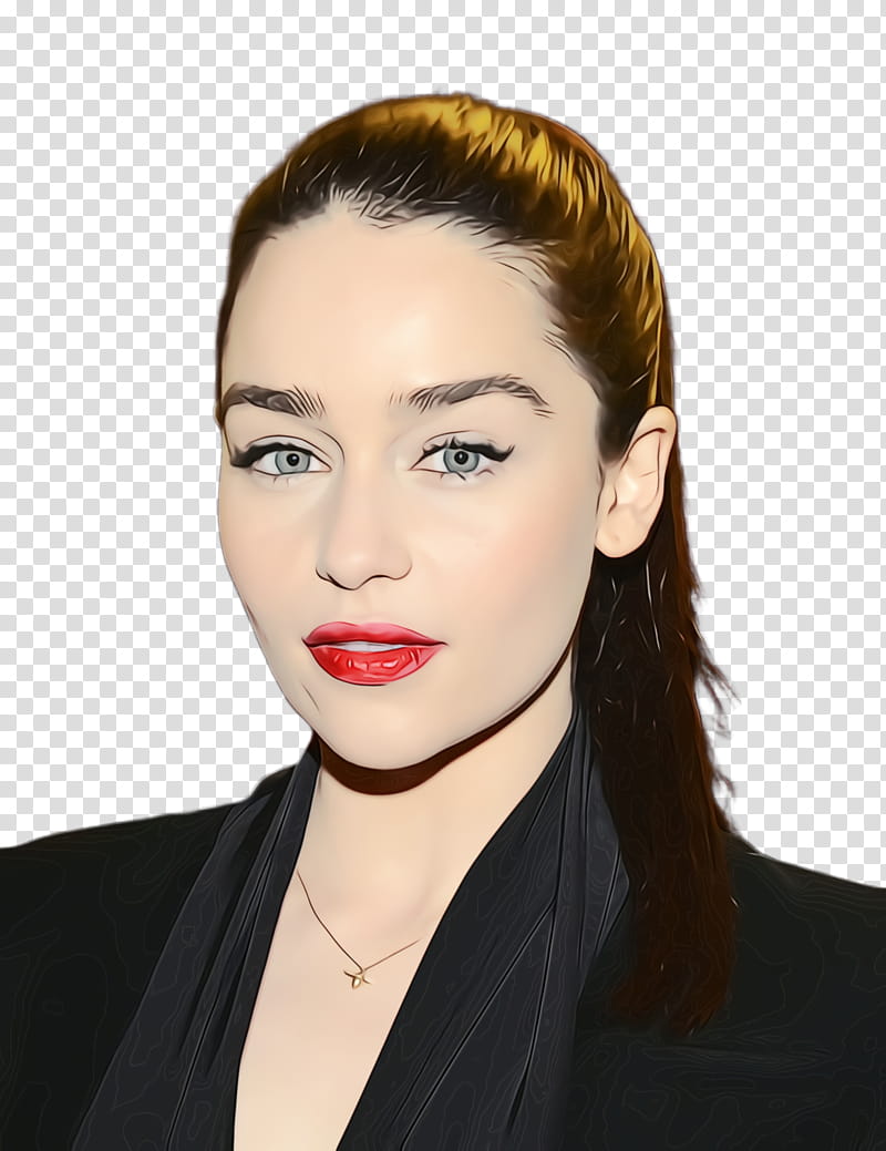 Watercolor Creativity, Paint, Wet Ink, Emilia Clarke, Beauty, Long Hair, Makeup, Eyebrow transparent background PNG clipart