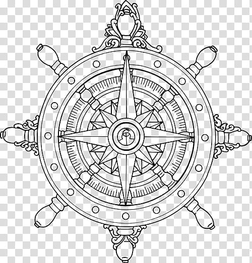 Ornamental Compass Roses ressource , round black sketch transparent background PNG clipart