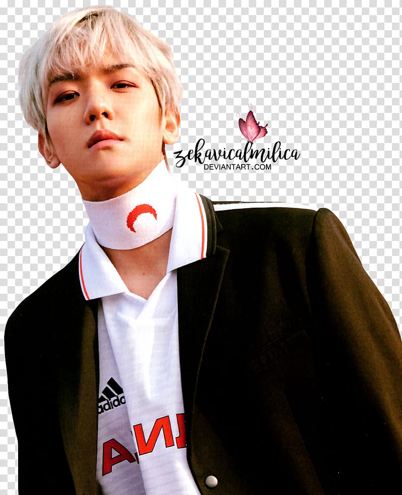 EXO CBX Baekhyun Blooming Days, standing man wearing black blazer transparent background PNG clipart