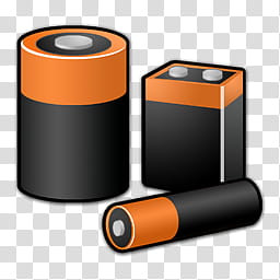 Refresh CL Icons , Power Options, illustration of three black-and-orange batteries transparent background PNG clipart