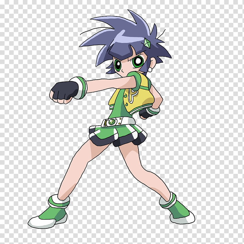 Powered Buttercup, girl wearing green top in fighting stance illustration transparent background PNG clipart