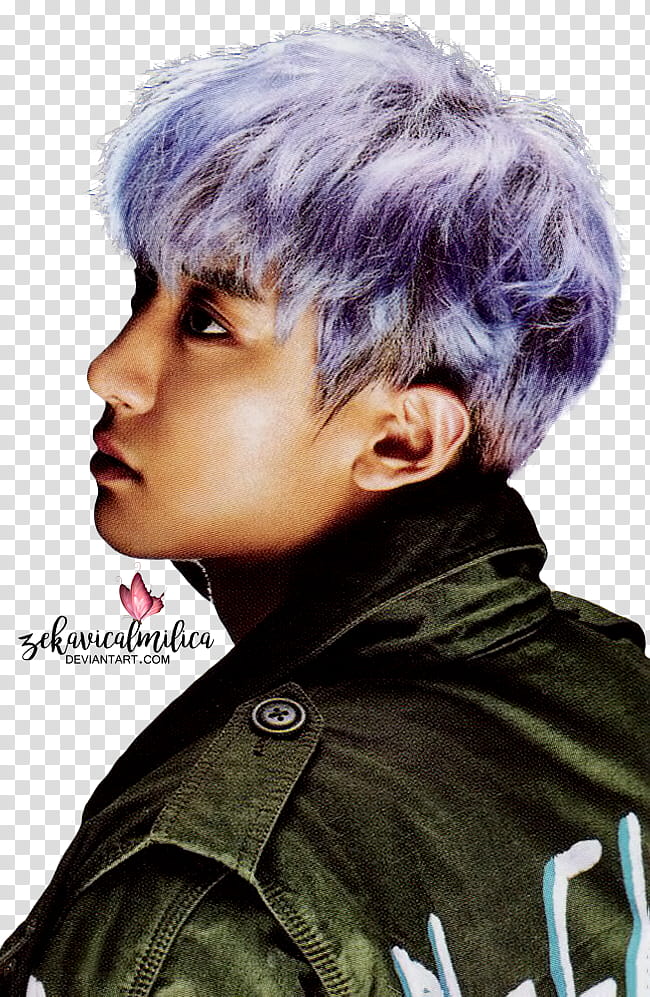 EXO Chanyeol The Power Of Music, purple haired man looking up transparent background PNG clipart