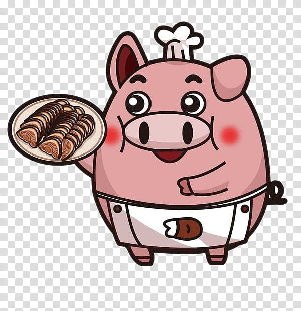 Pig, Cartoon, Drawing, Logo, Cooking, Food, Pink, Nose transparent background PNG clipart