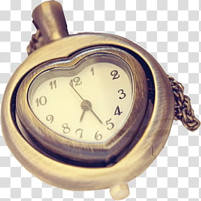 Clocks, brown heart pocket watch at : transparent background PNG clipart