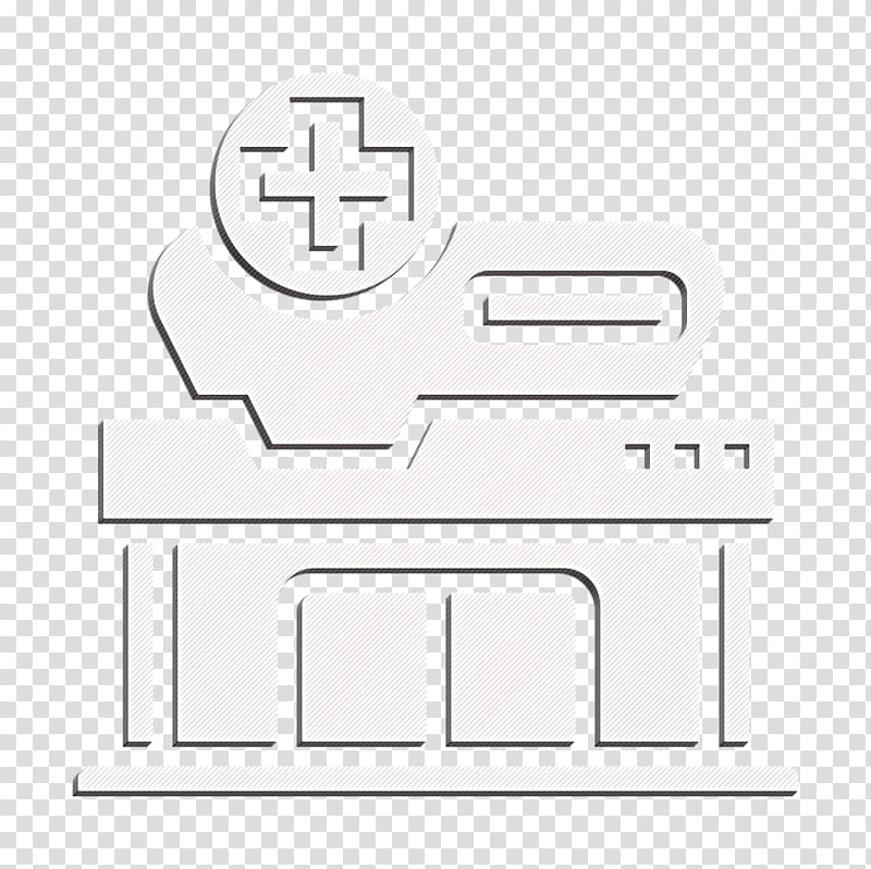 Hospital icon Architecture icon Doctor icon, Text, White, Logo, Line, Symbol, Blackandwhite transparent background PNG clipart