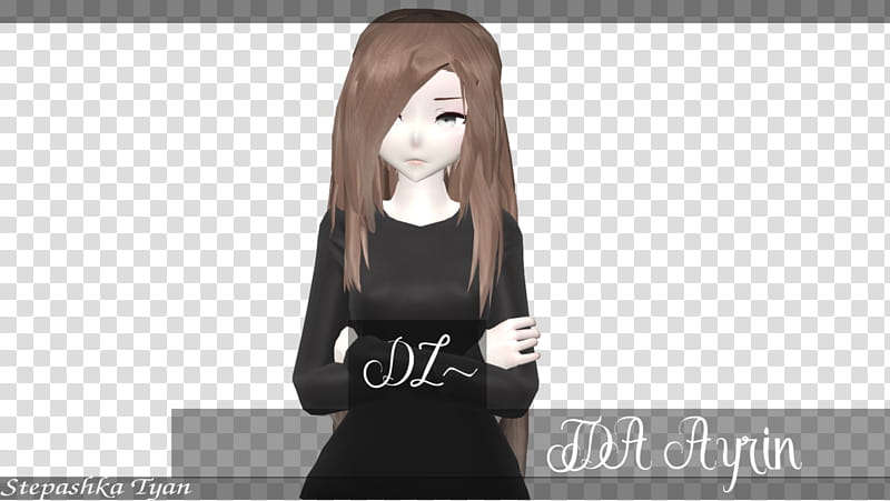 ( MMD ) Ayrin (test model +DL), woman with black dress transparent background PNG clipart