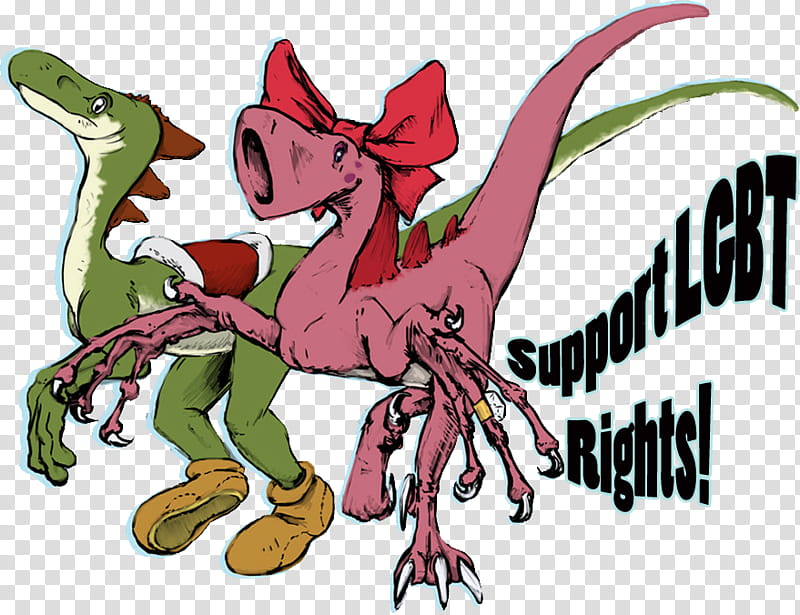 Yoshi and Birdo, drawing of a green and pink dinosaurs with text overlay transparent background PNG clipart