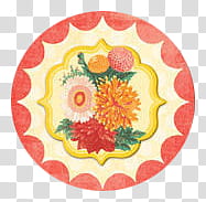 , red, brown, and yellow floral plate transparent background PNG clipart