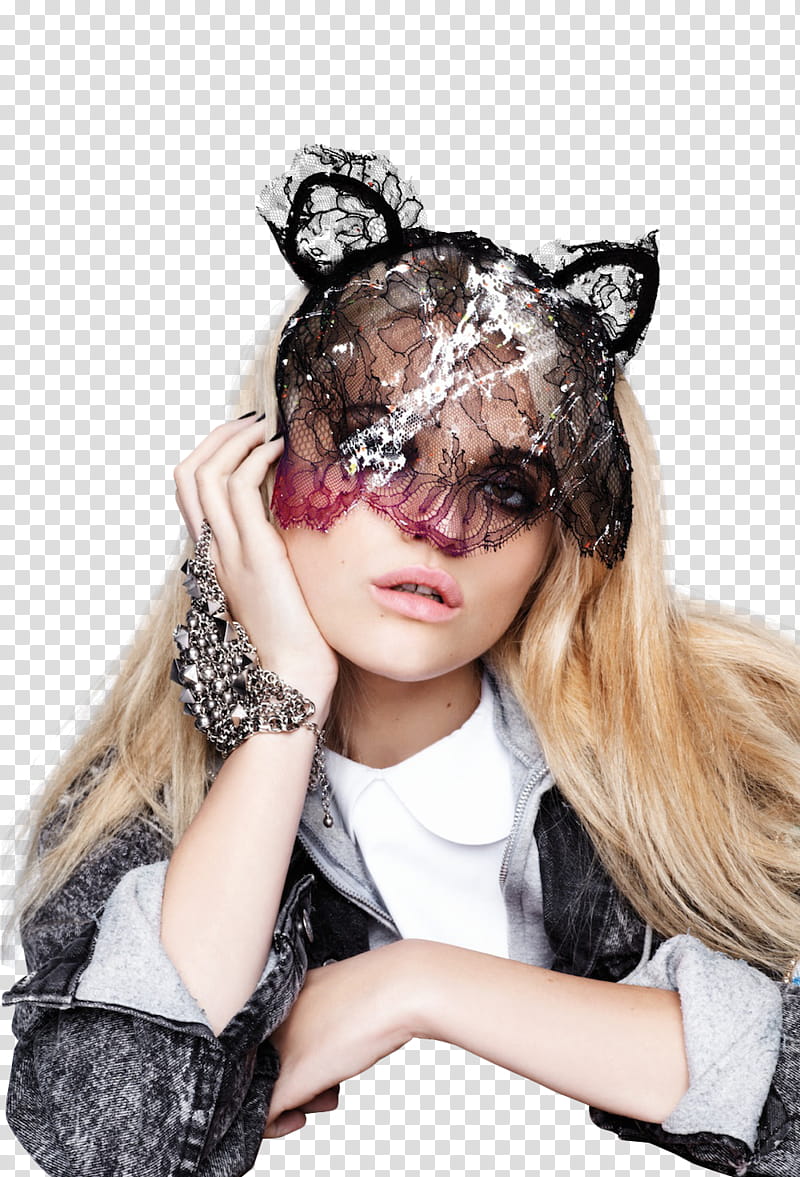 Sky Ferreira, woman wearing black lace headdress transparent background PNG clipart