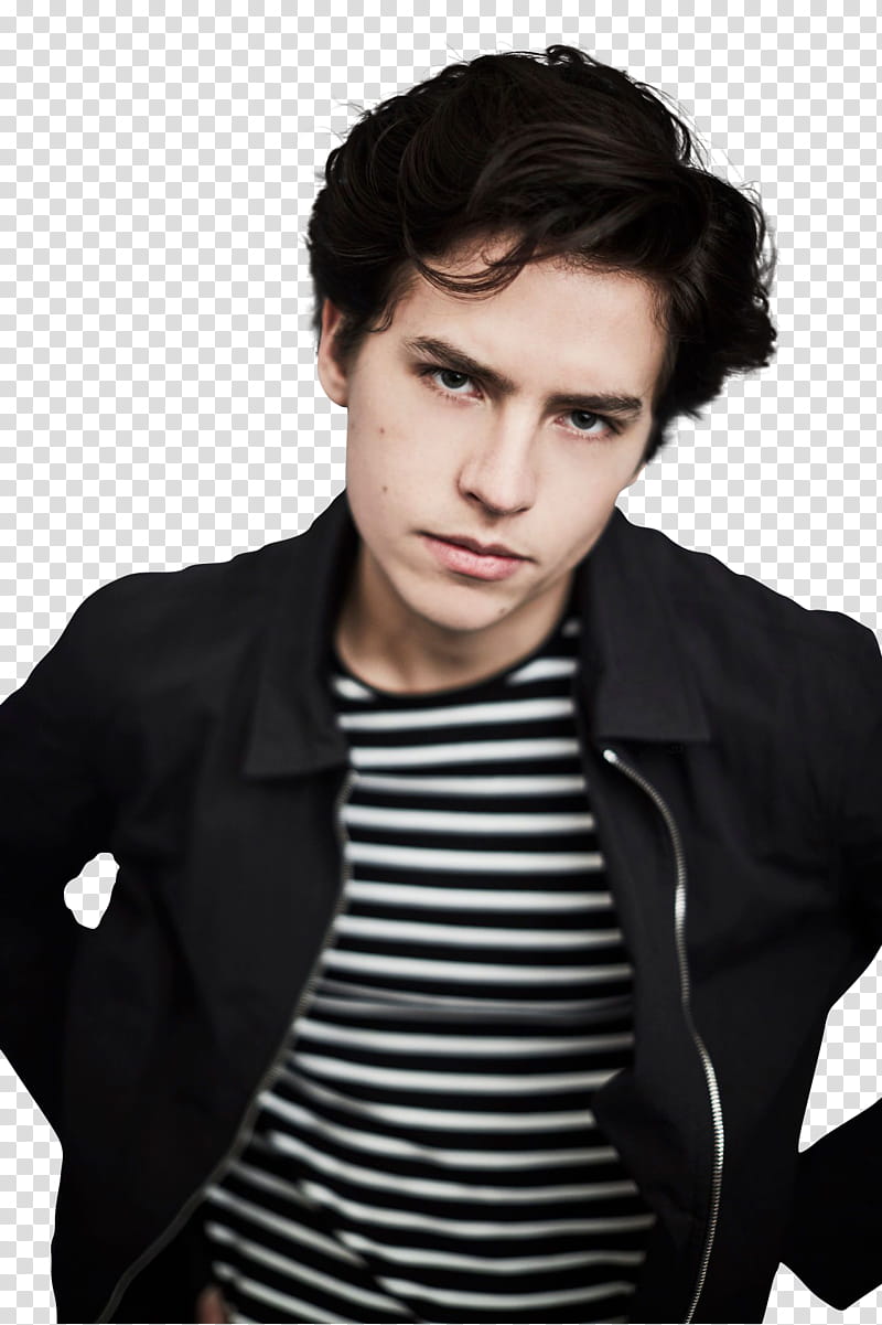 Cole Sprouse, man wearing black jacket transparent background PNG clipart