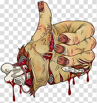 Zombie s, right human hand with blood art transparent background PNG clipart