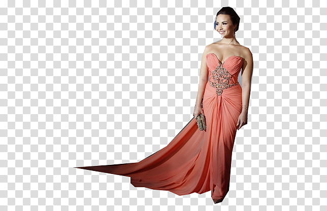 Demi Lovato, women's pink sweetheart dress transparent background PNG clipart