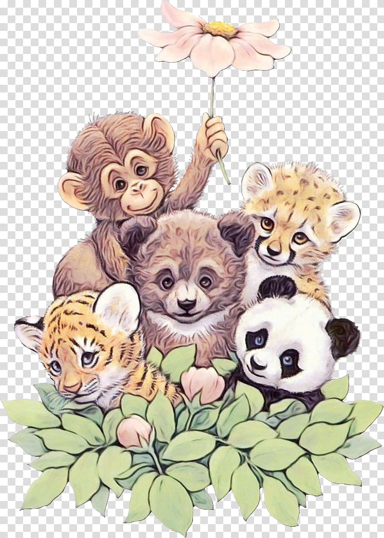 Watercolor Flower, Paint, Wet Ink, Giant Panda, Drawing, Animal, Bear, Tiger transparent background PNG clipart