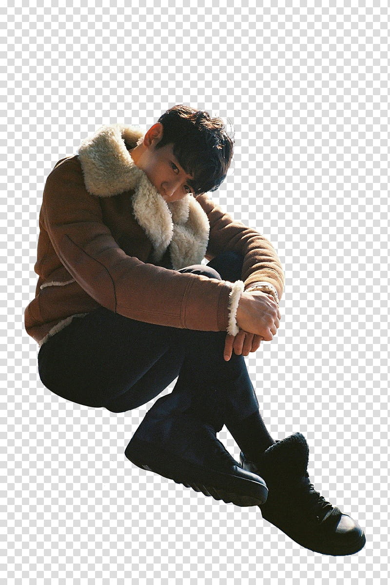 SHINee Minho GQ Korea P, sitting man wearing brown jacket transparent background PNG clipart