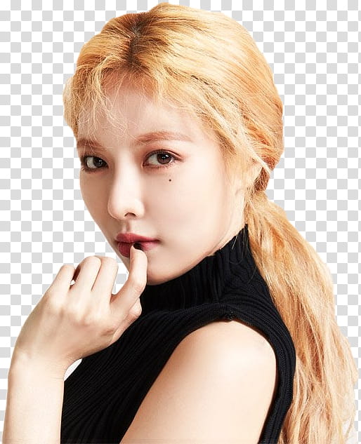 HyunA GRN, woman in black turtle-neck top transparent background PNG clipart