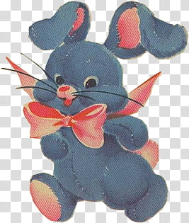 retro kid, blue and red bunny illustration transparent background PNG clipart