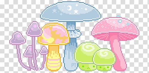 Nature, five assorted-color mushrooms illustration transparent background PNG clipart