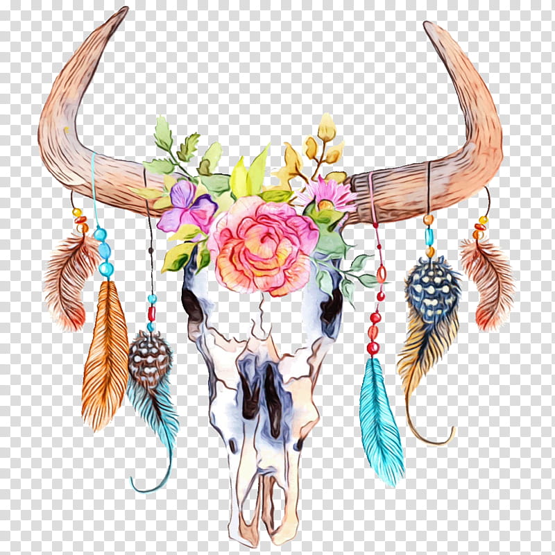 Watercolor Natural, Watercolor Painting, Skull, Skull Art, Bull, Cattle, Horn, Poster transparent background PNG clipart
