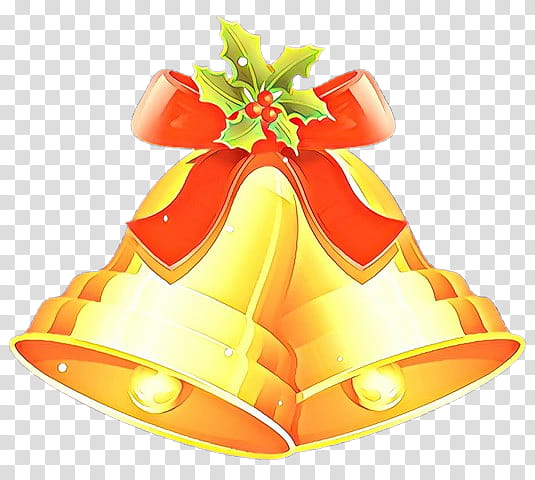 Christmas decoration, Bell, Yellow, Orange, Handbell, Musical Instrument, Christmas Ornament, Christmas Tree transparent background PNG clipart