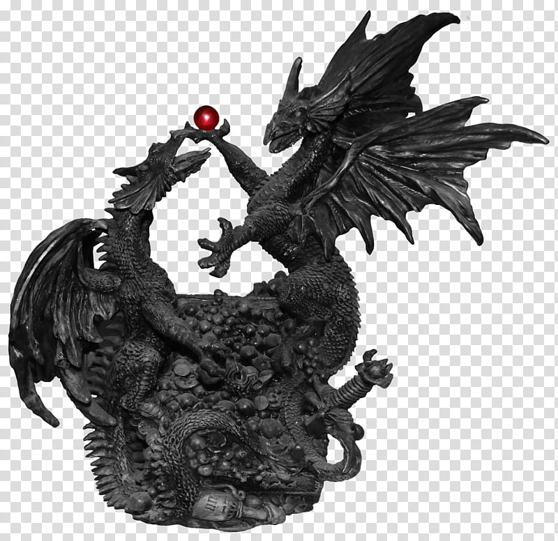 Dragonfight  Clear Cut, two black dragon figurines transparent background PNG clipart