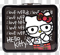 Nerd Set , black Hello Kitty lunchbox art transparent background PNG clipart