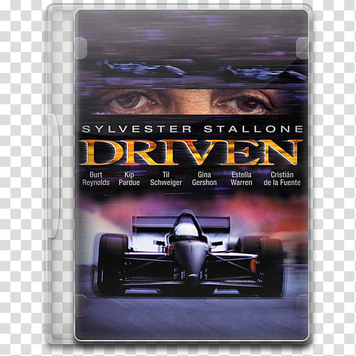 Movie Icon Mega , Driven, Sylvester Stallone Drive DVD case illustration transparent background PNG clipart