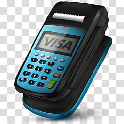 Pos Machine Icons, visa-, black and blue Visa card terminal illustration transparent background PNG clipart