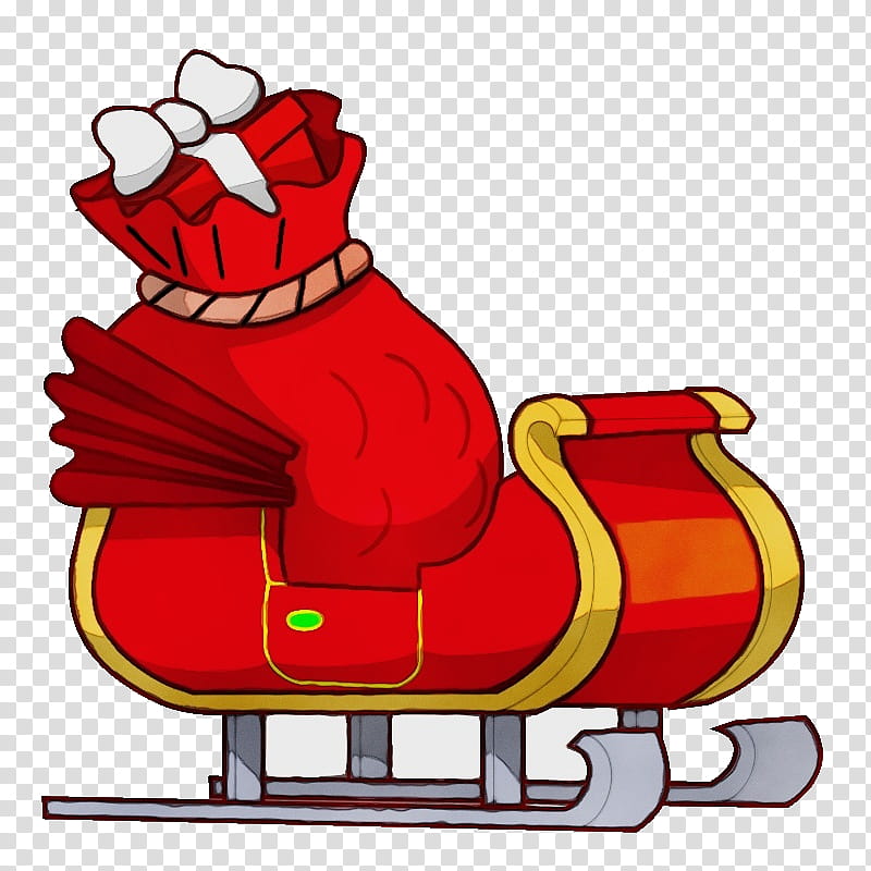 Santa claus, Watercolor, Paint, Wet Ink, Cartoon, Sled, Vehicle, Chair transparent background PNG clipart