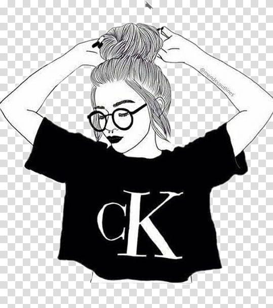 Sketch of a modern girl with glasses fashion Vector Image