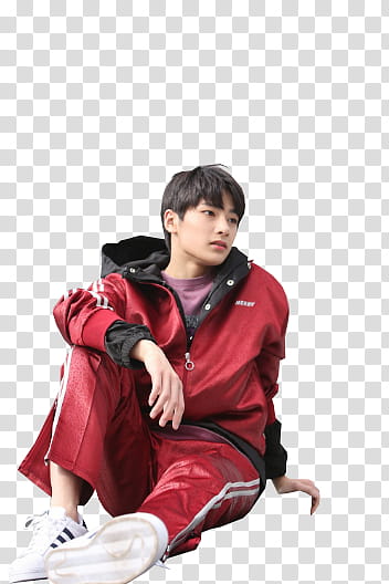 STRAY KIDS  STAR , man wearing red jacket and pants transparent background PNG clipart